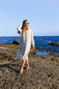 Tunique de Plage 100% Lin avec Boutons en Coquillage Naturel