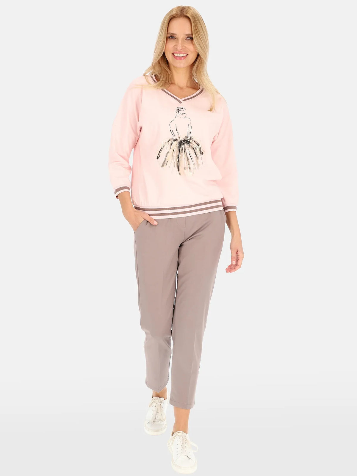 Pantalon Élégant Gris 53%Viscose