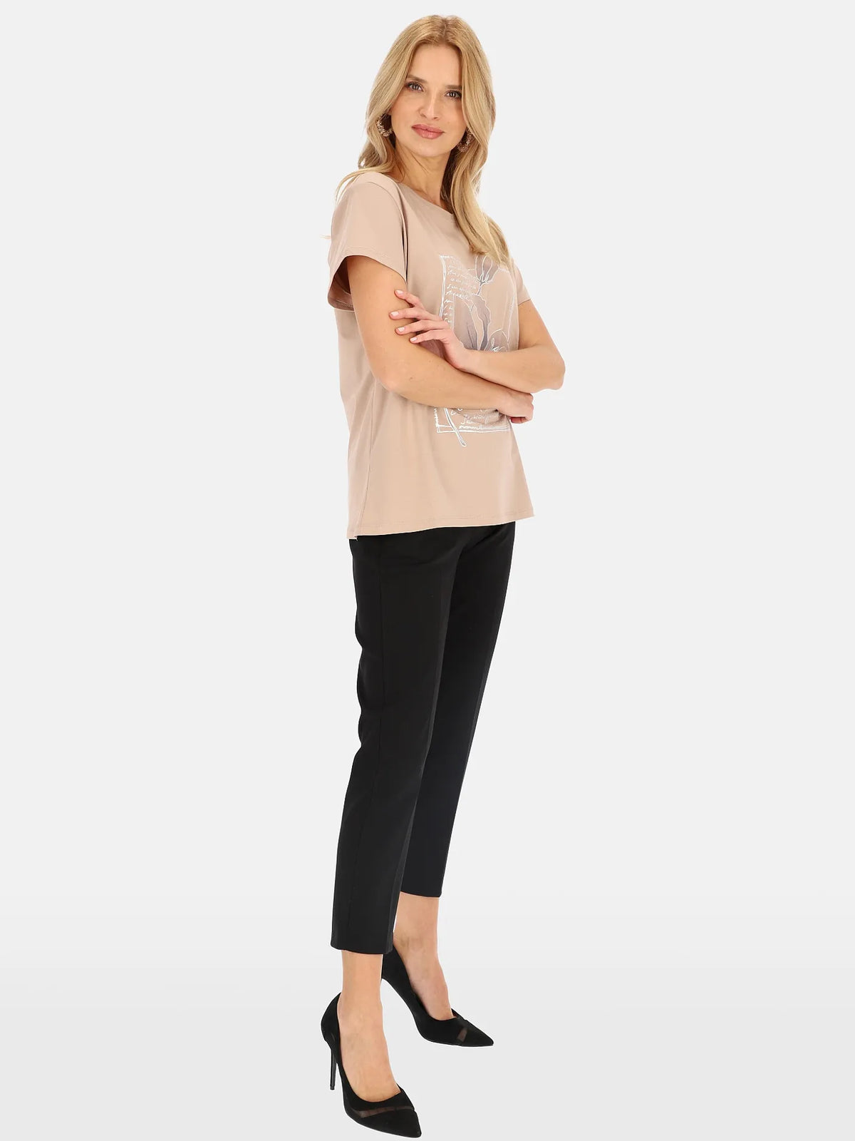 Pantalon Élégant Noir 53%Viscose
