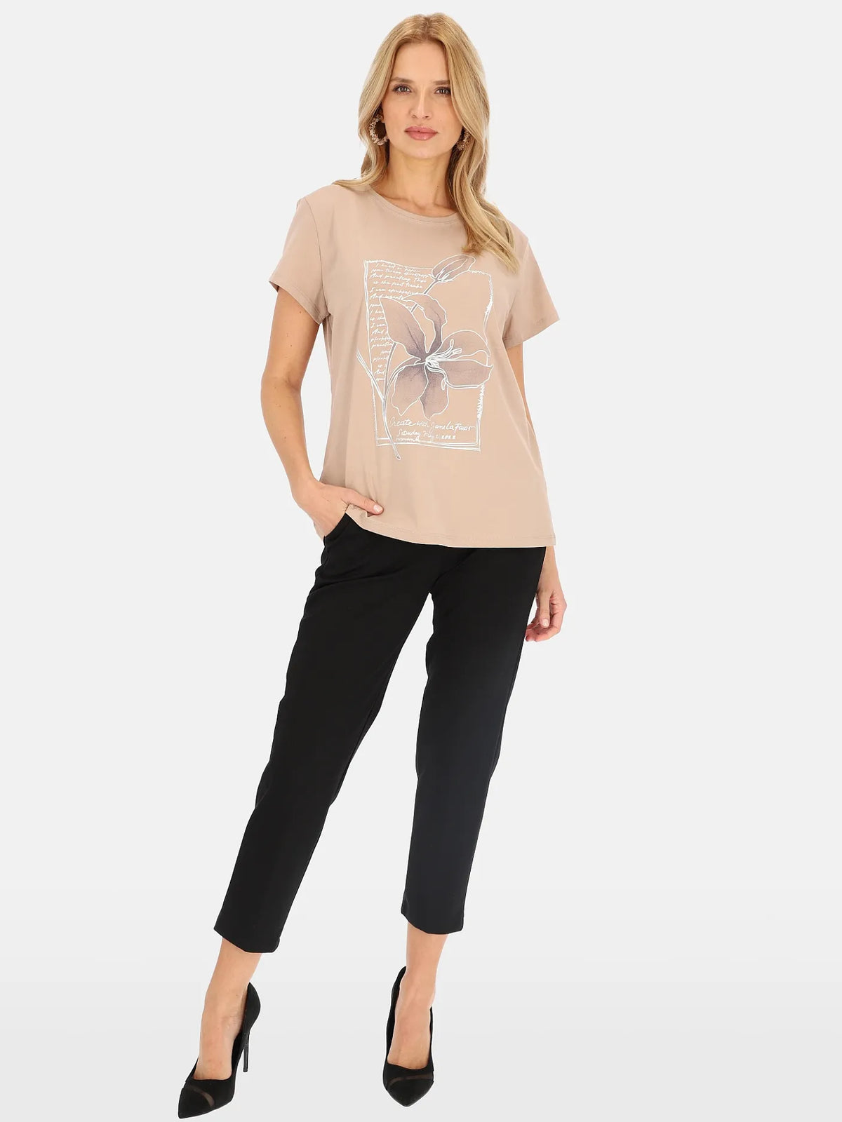 Pantalon Élégant Noir 53%Viscose