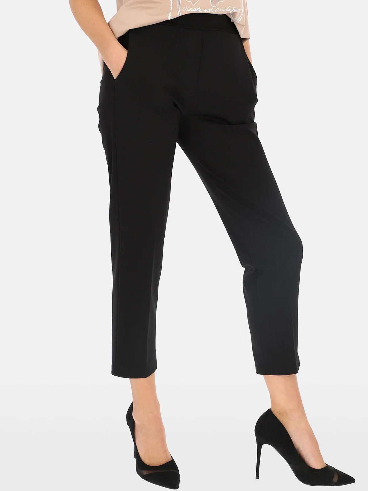Pantalon Élégant Noir 53%Viscose