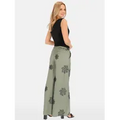 Pantalon Kaki orné Broderies Sequins 93%Viscose
