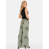 Pantalon Kaki orné Broderies Sequins 93%Viscose