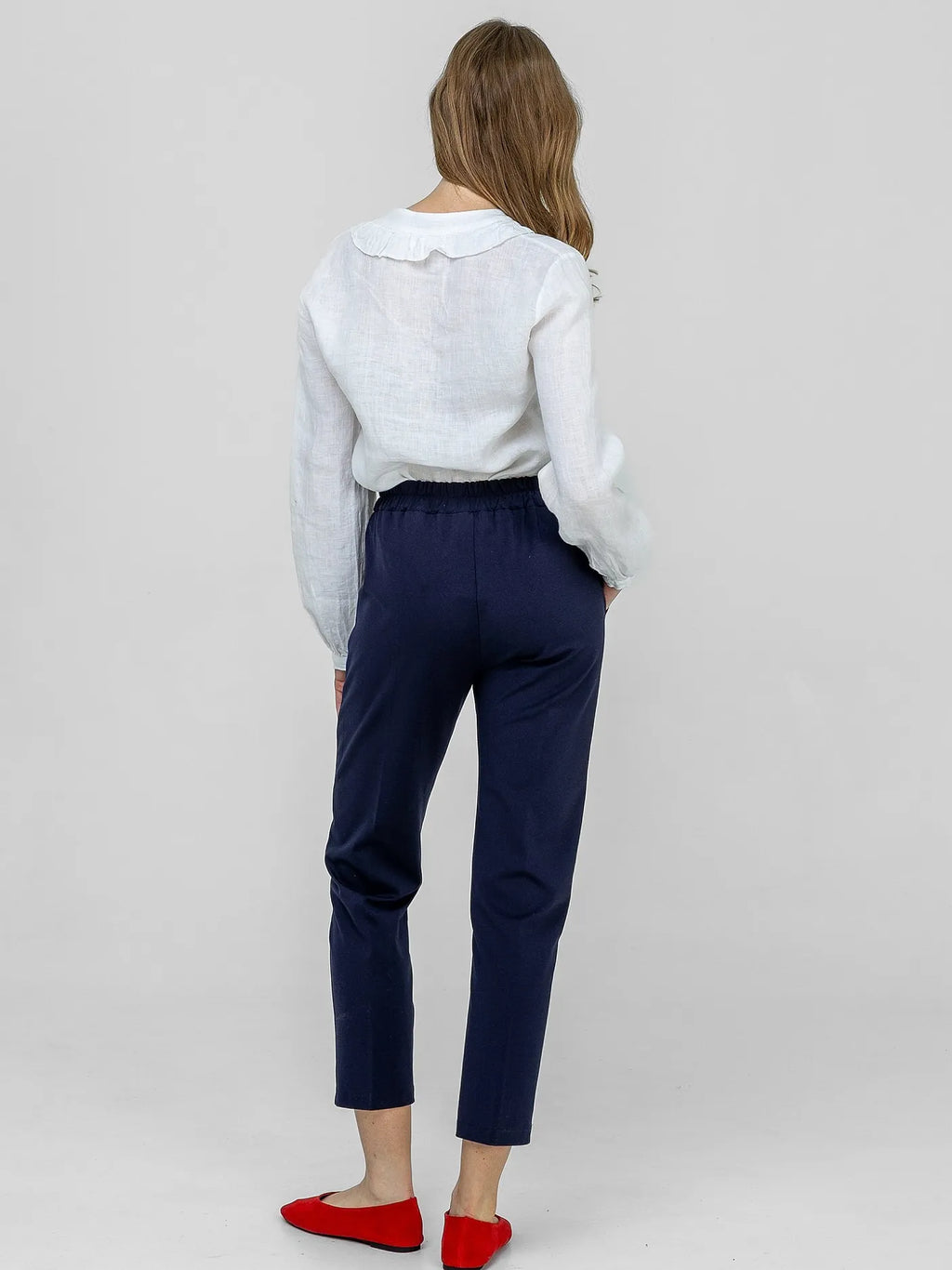 Pantalon Élégant Bleu Marine 53%Viscose