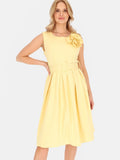 Robe Élégante Jaune Sans Manches 52%Coton