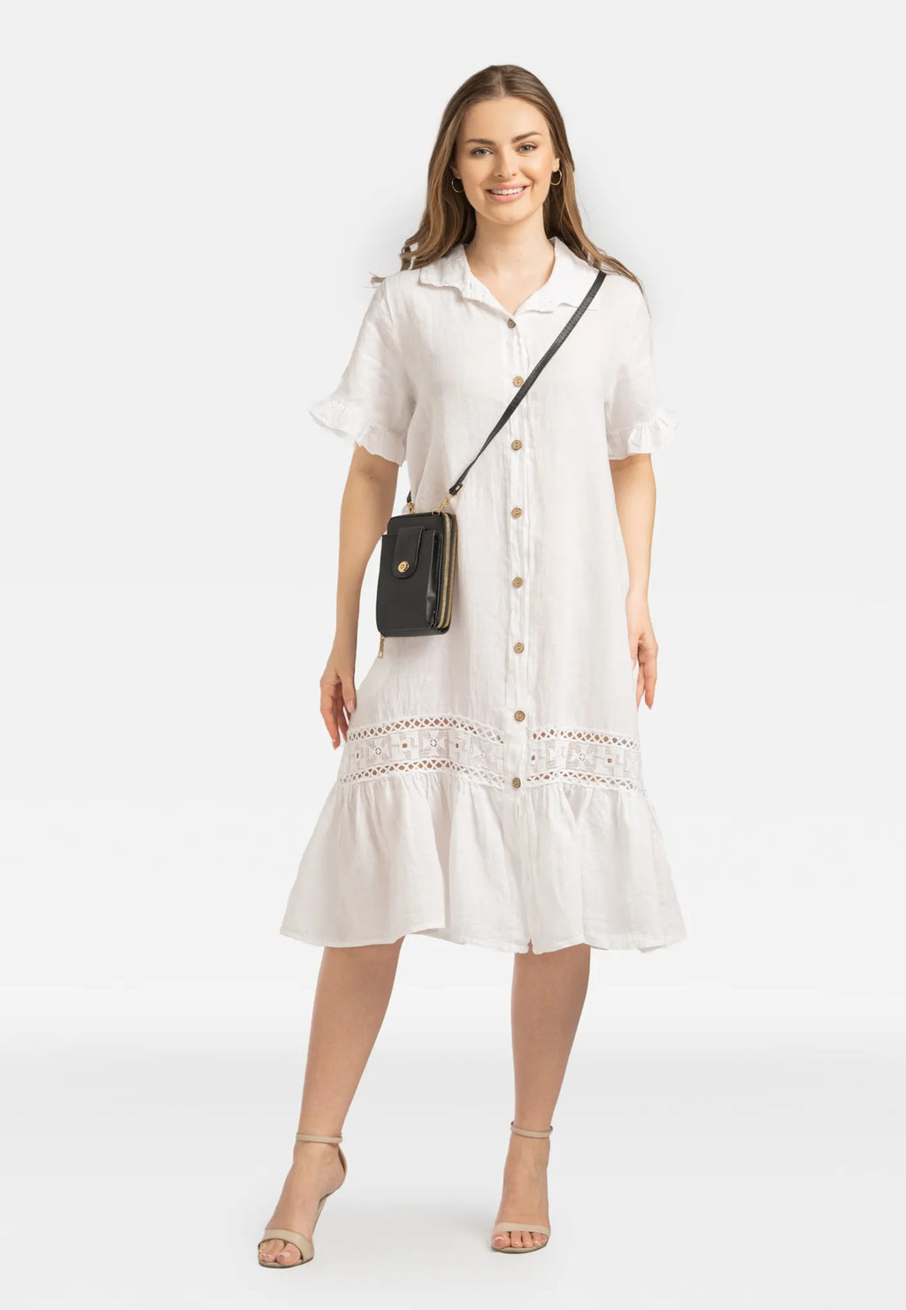 Robe Légère Blanche 100% Lin avec Dentelle
