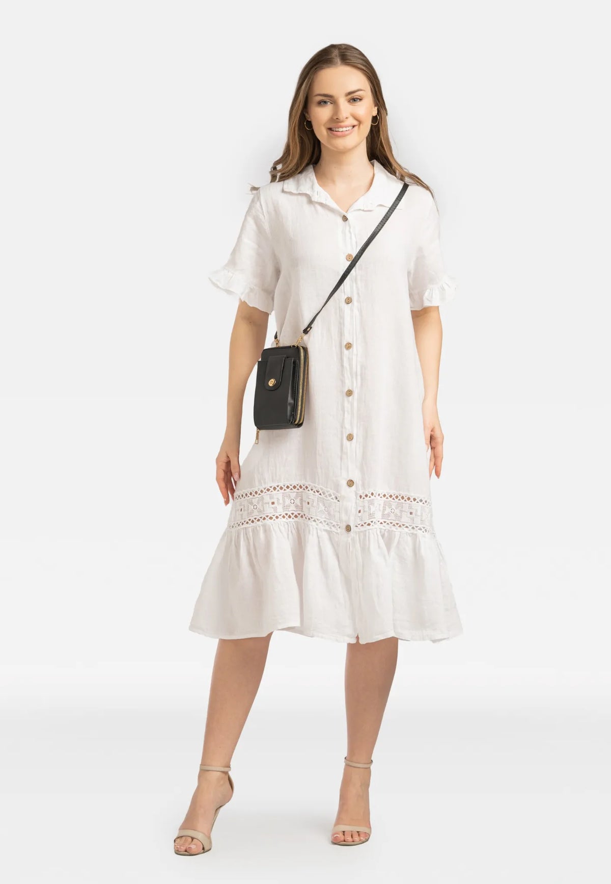 Robe Légère Blanche 100% Lin avec Dentelle