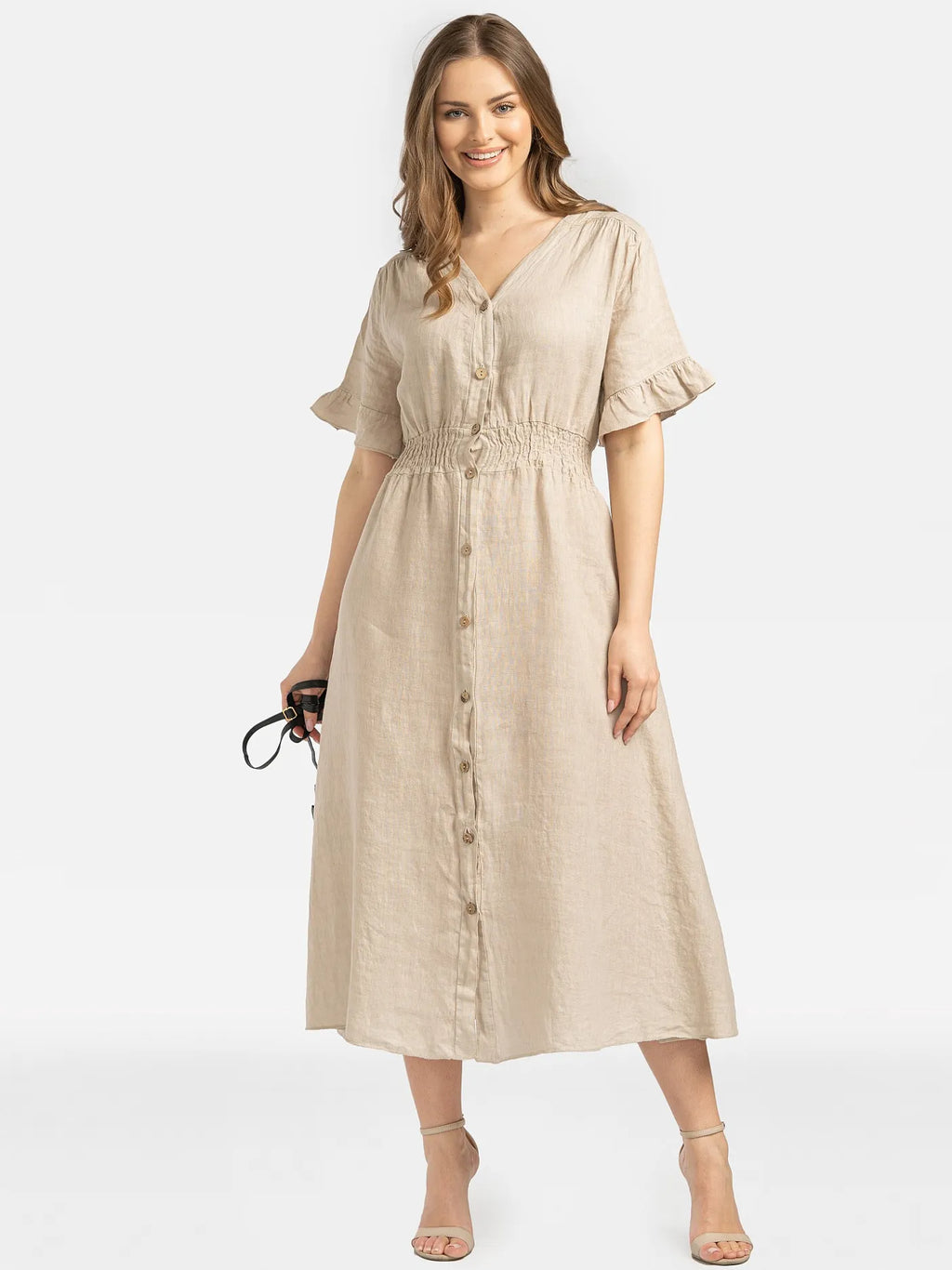 Robe Midi Beige en 100% Lin