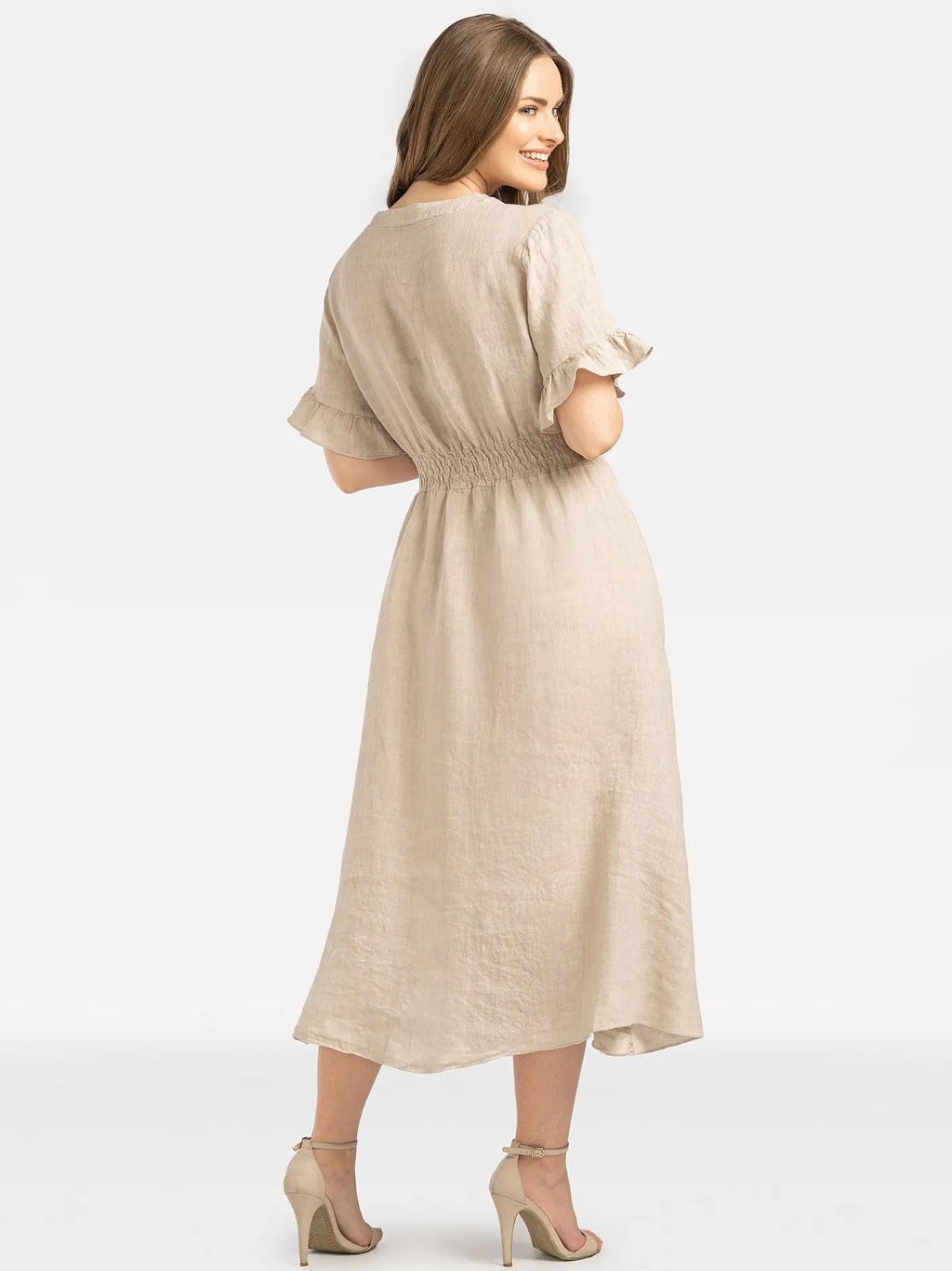 Robe Midi Beige en 100% Lin
