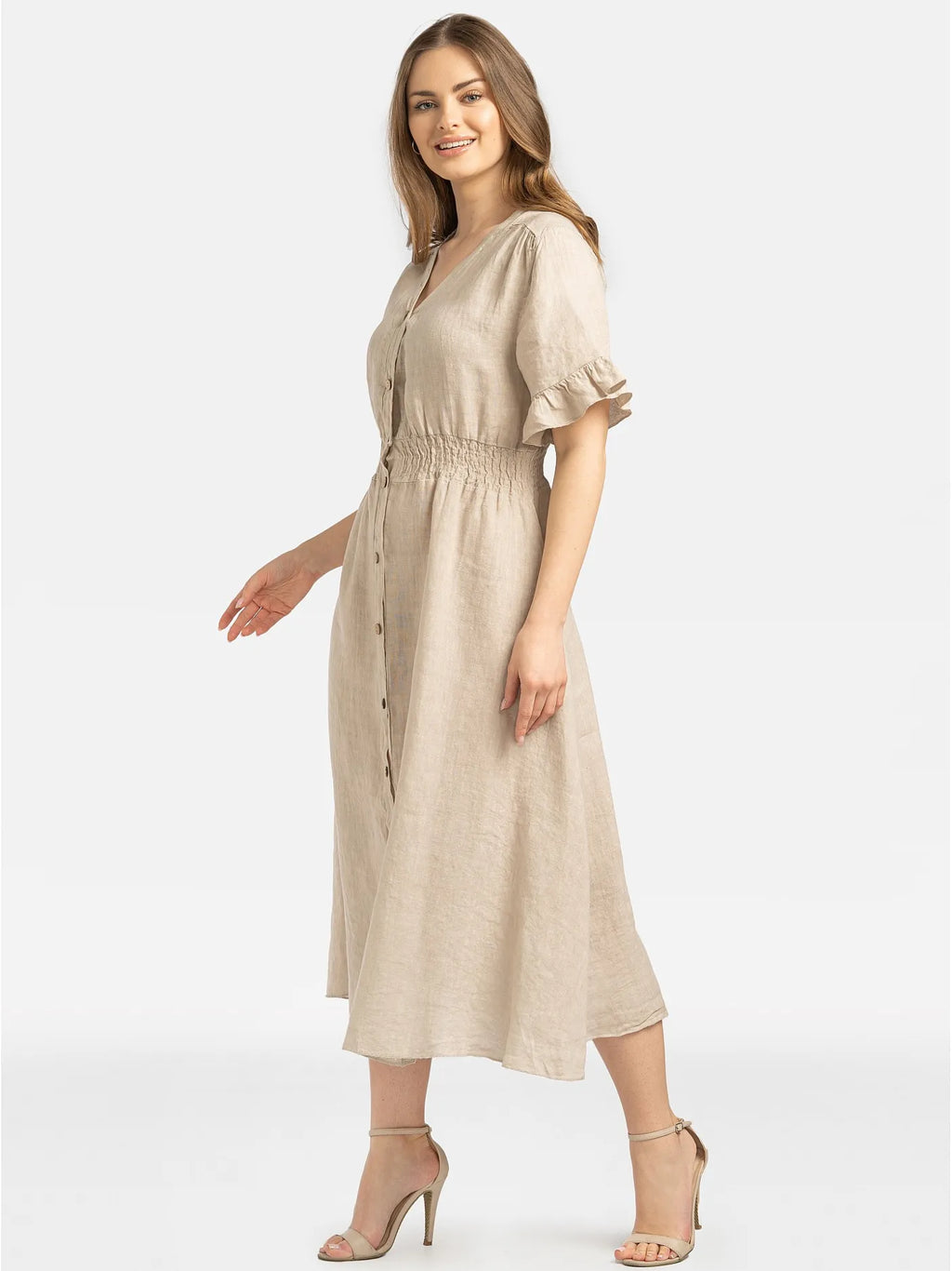 Robe Midi Beige en 100% Lin