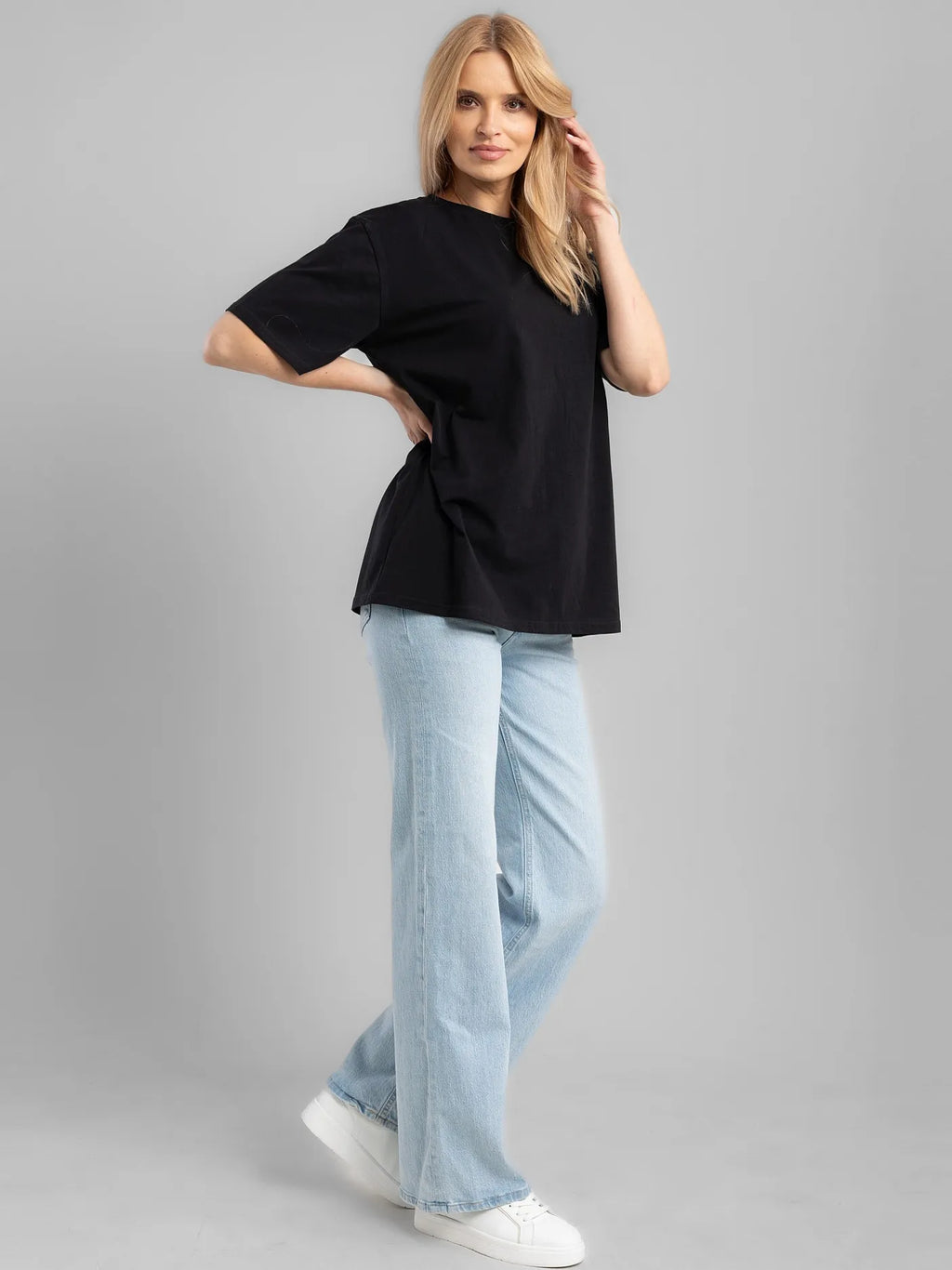 T-shirt Noir avec Nœud au Dos 91%Coton