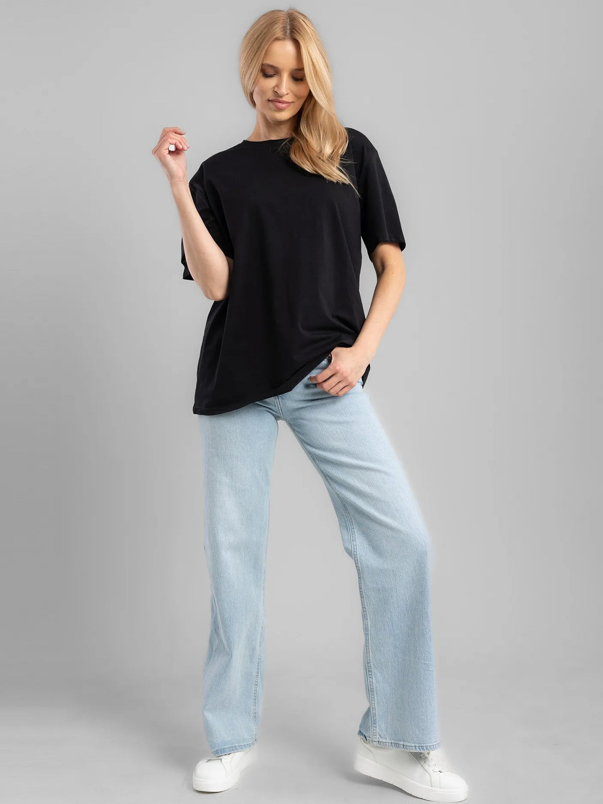 T-shirt Noir avec Nœud au Dos 91%Coton