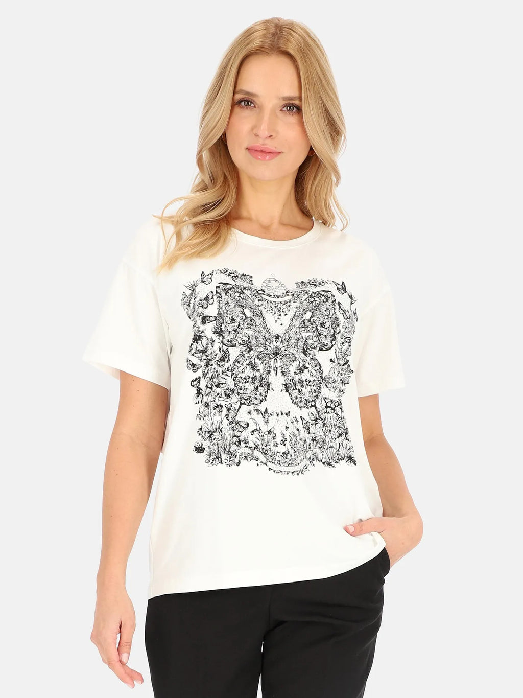 T-shirt Blanc Papillon 90%Coton