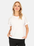 T-shirt Blanc à franges bijoux 100%Coton