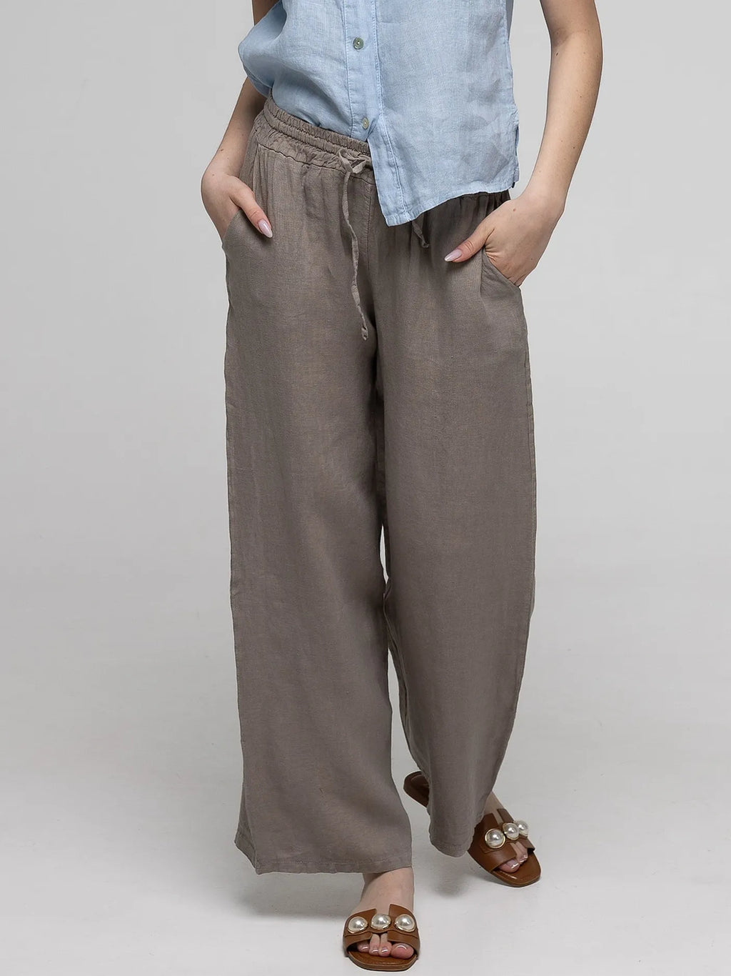 Pantalon Gris 100% Lin