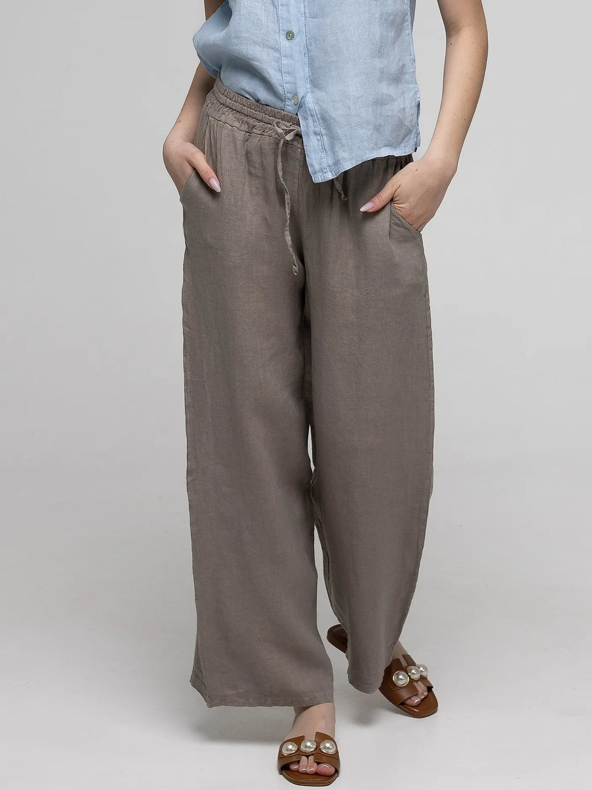 Pantalon Gris 100% Lin