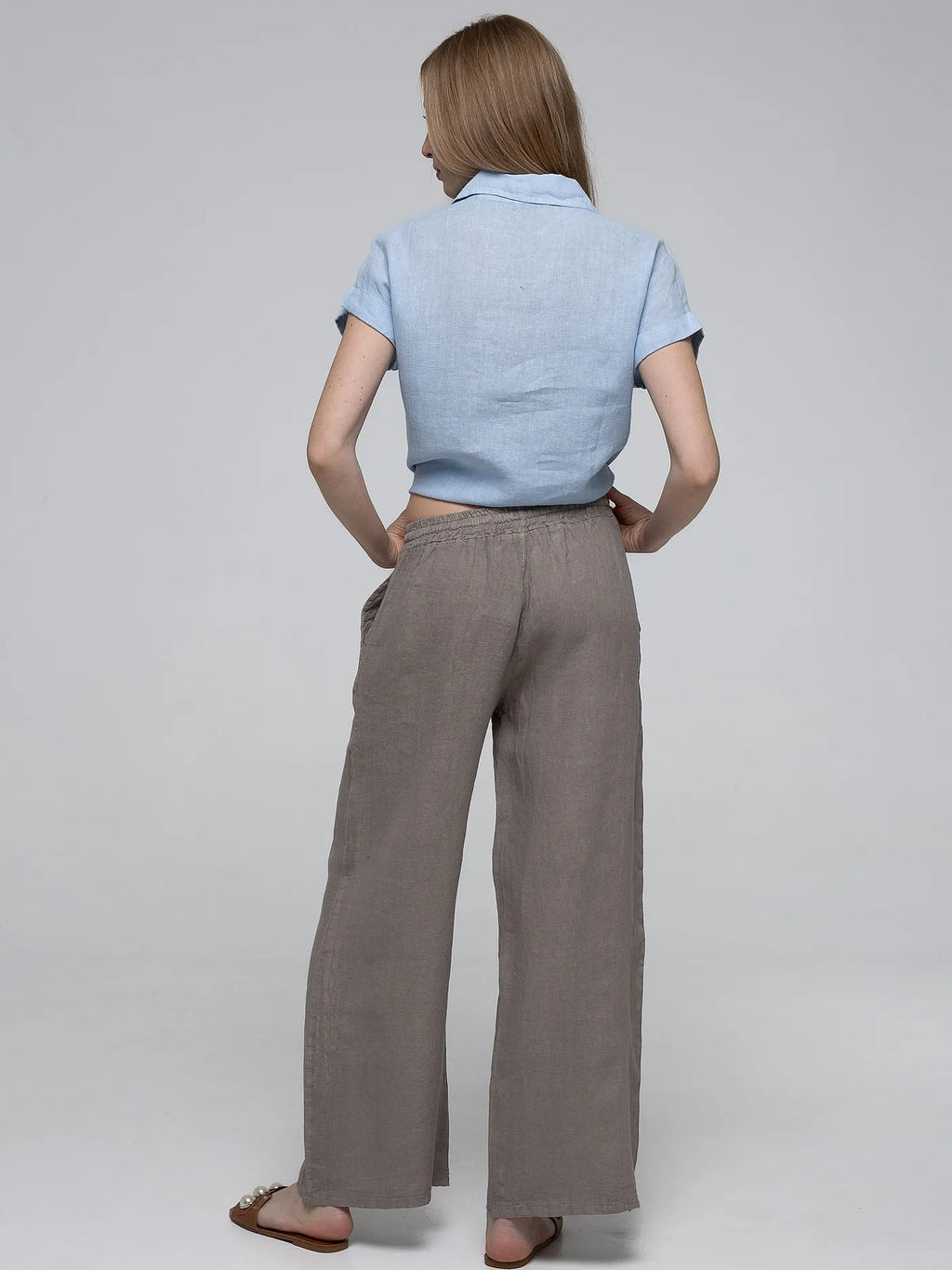 Pantalon Gris 100% Lin