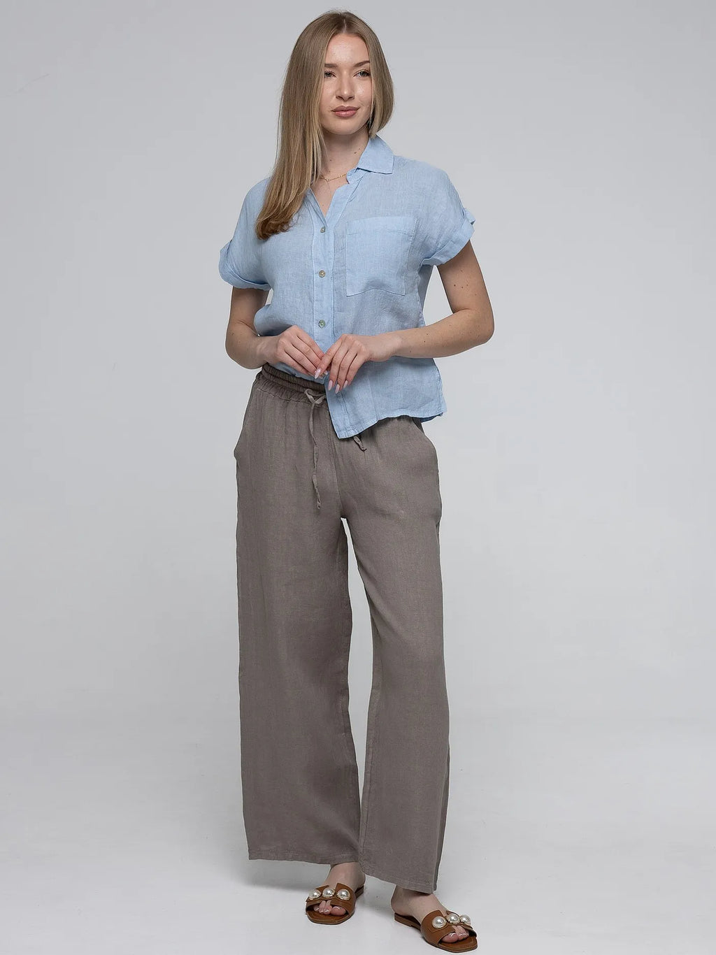 Pantalon Gris 100% Lin