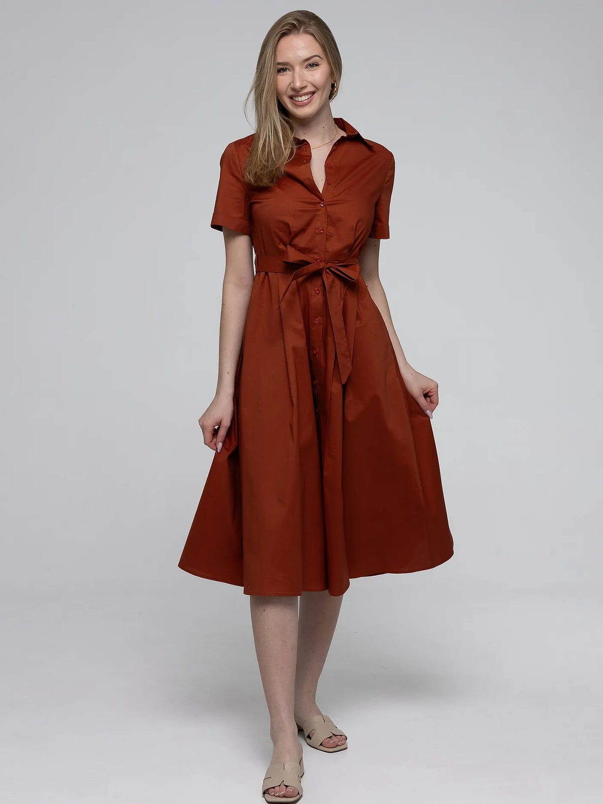 Robe-Chemise Coffee 98%Coton
