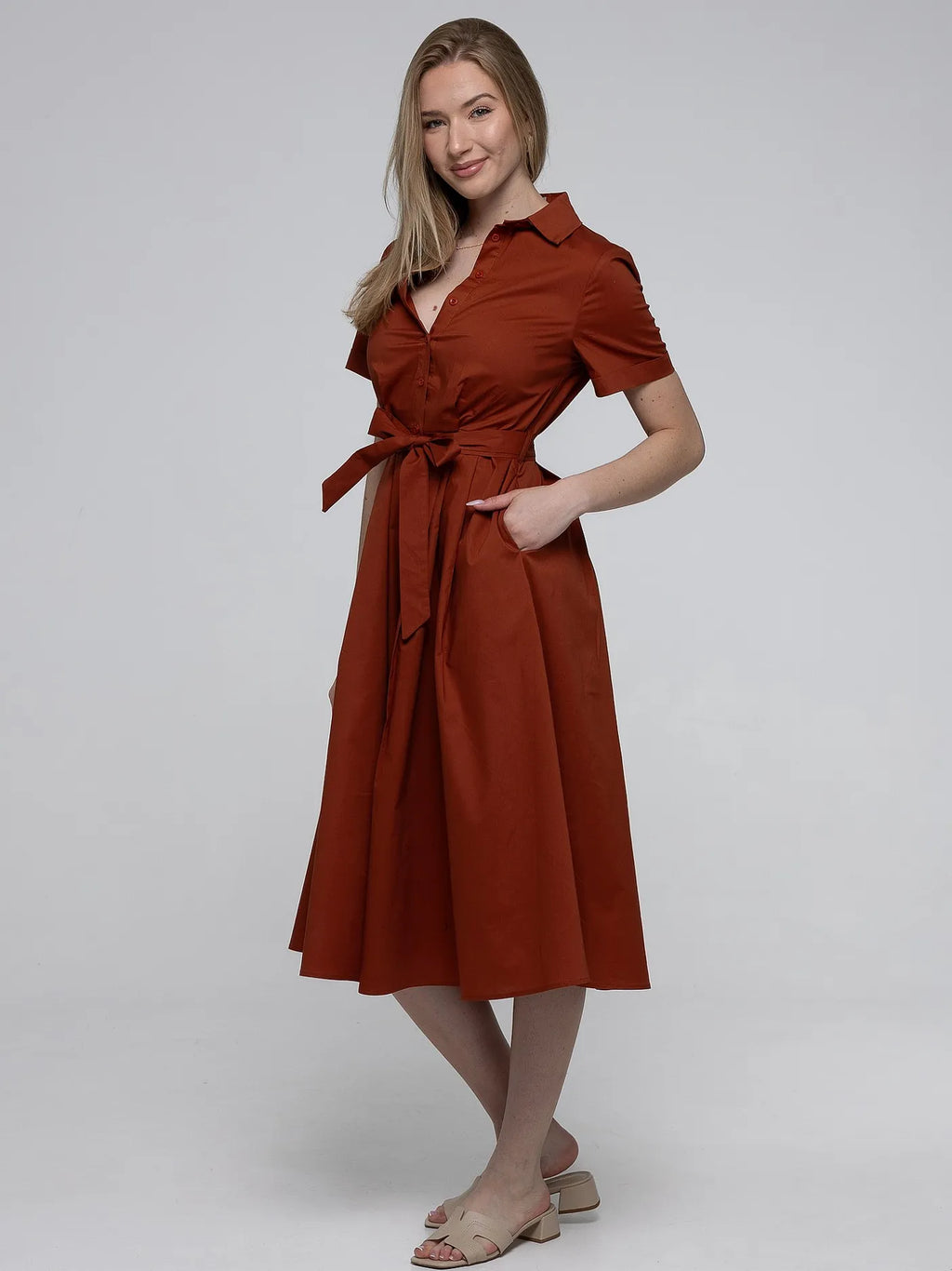 Robe-Chemise Coffee 98%Coton