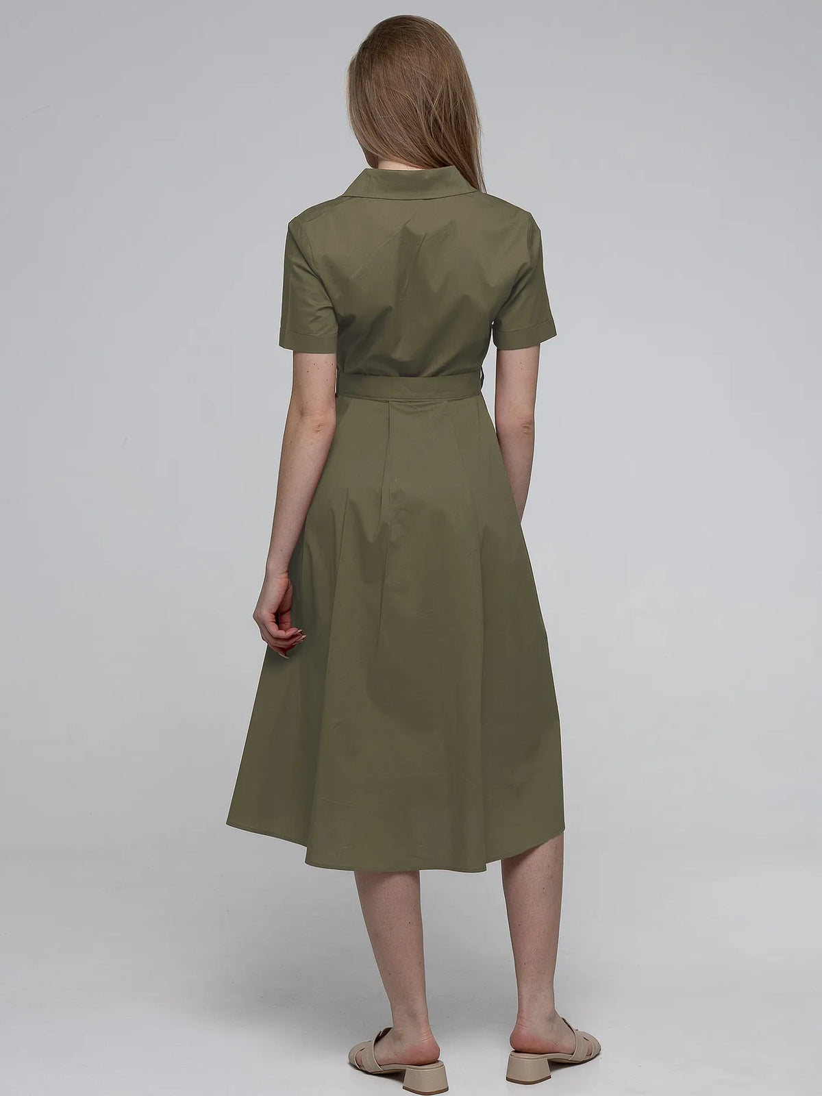 Robe-Chemise Kaki 98%Coton