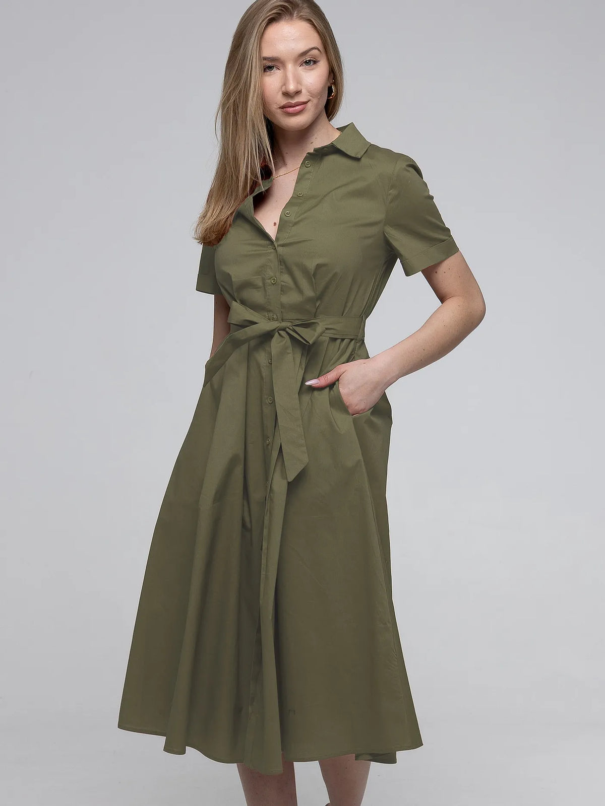 Robe-Chemise Kaki 98%Coton