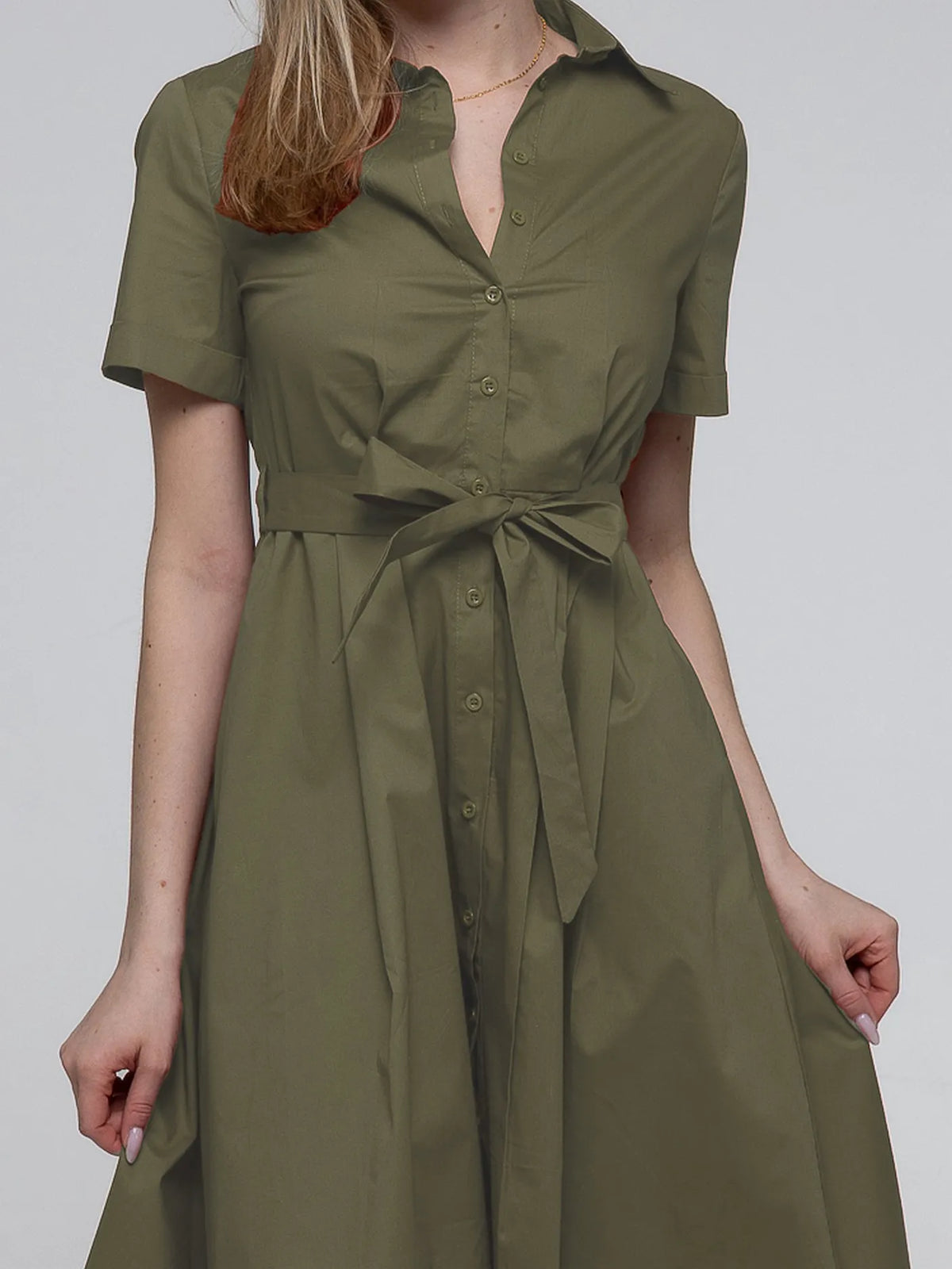 Robe-Chemise Kaki 98%Coton