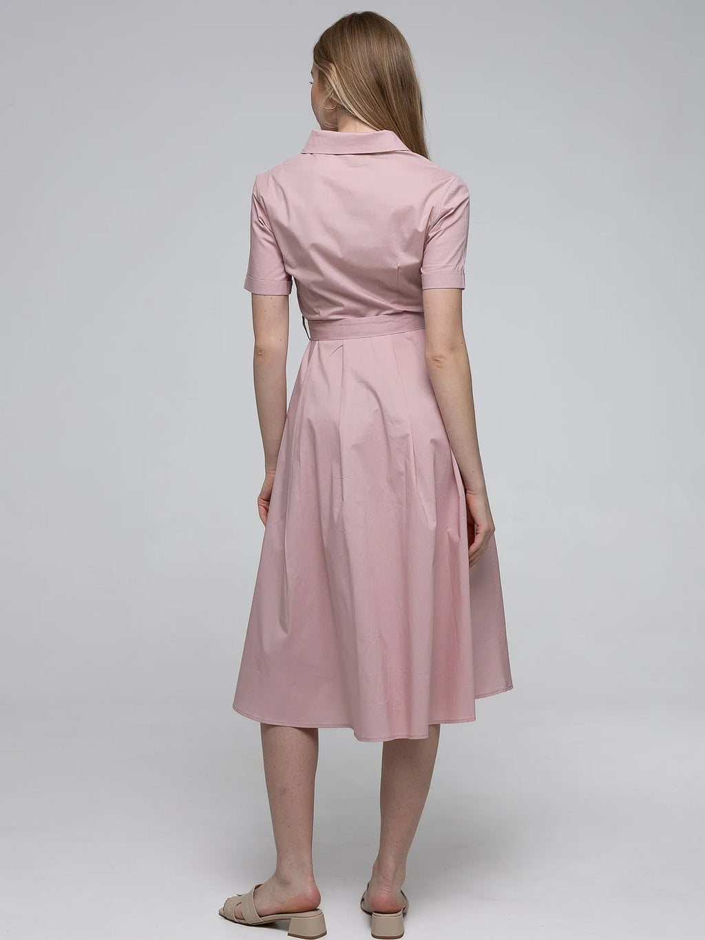 Robe-Chemise Rose Clair 98%Coton