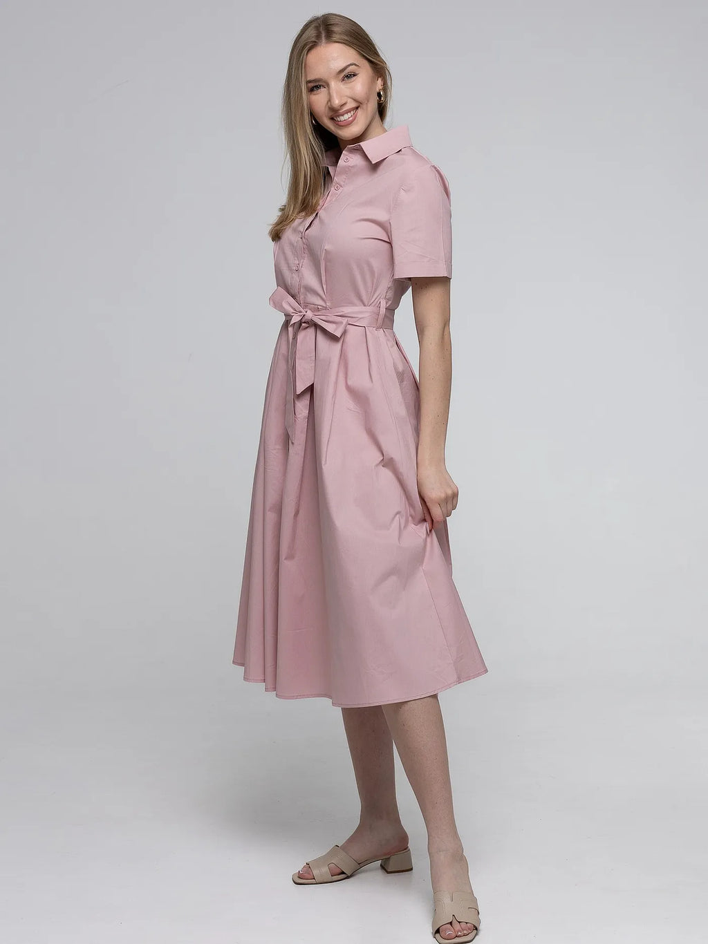 Robe-Chemise Rose Clair 98%Coton