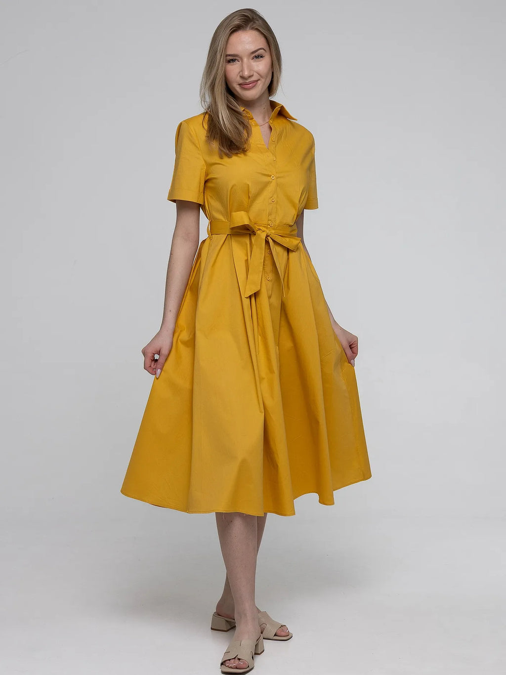 Robe-Chemise Jaune 98%Coton