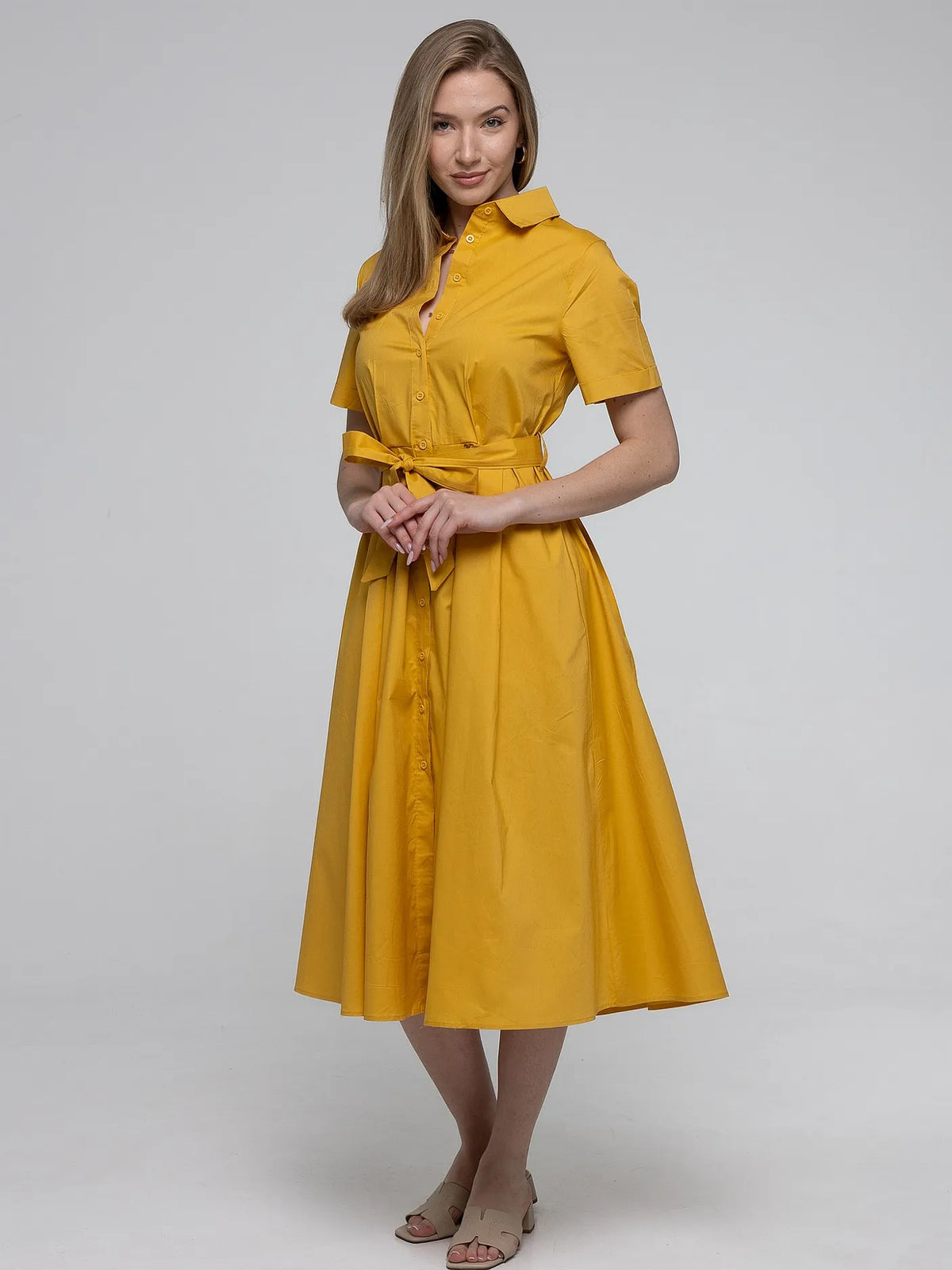 Robe-Chemise Jaune 98%Coton