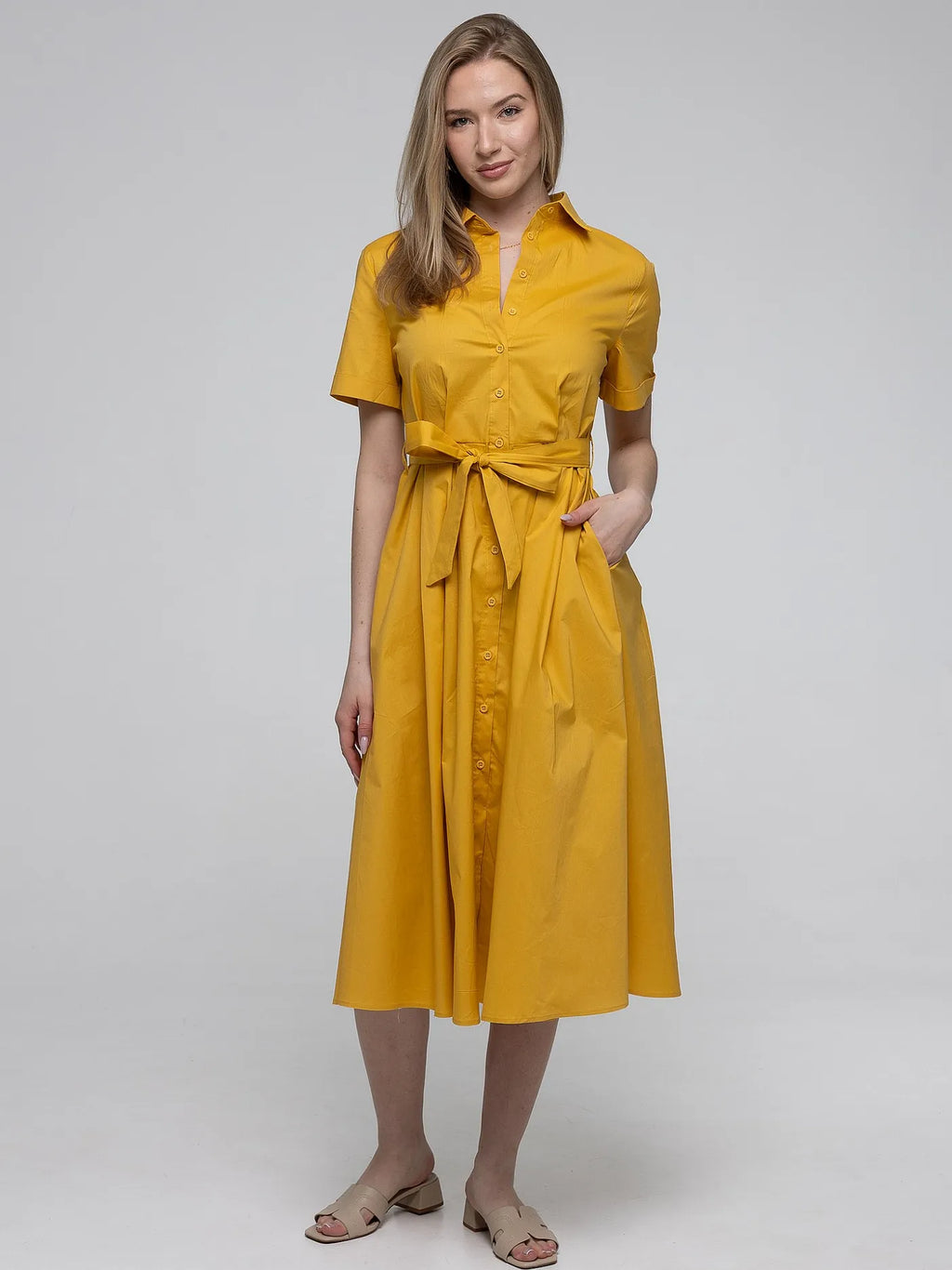 Robe-Chemise Jaune 98%Coton
