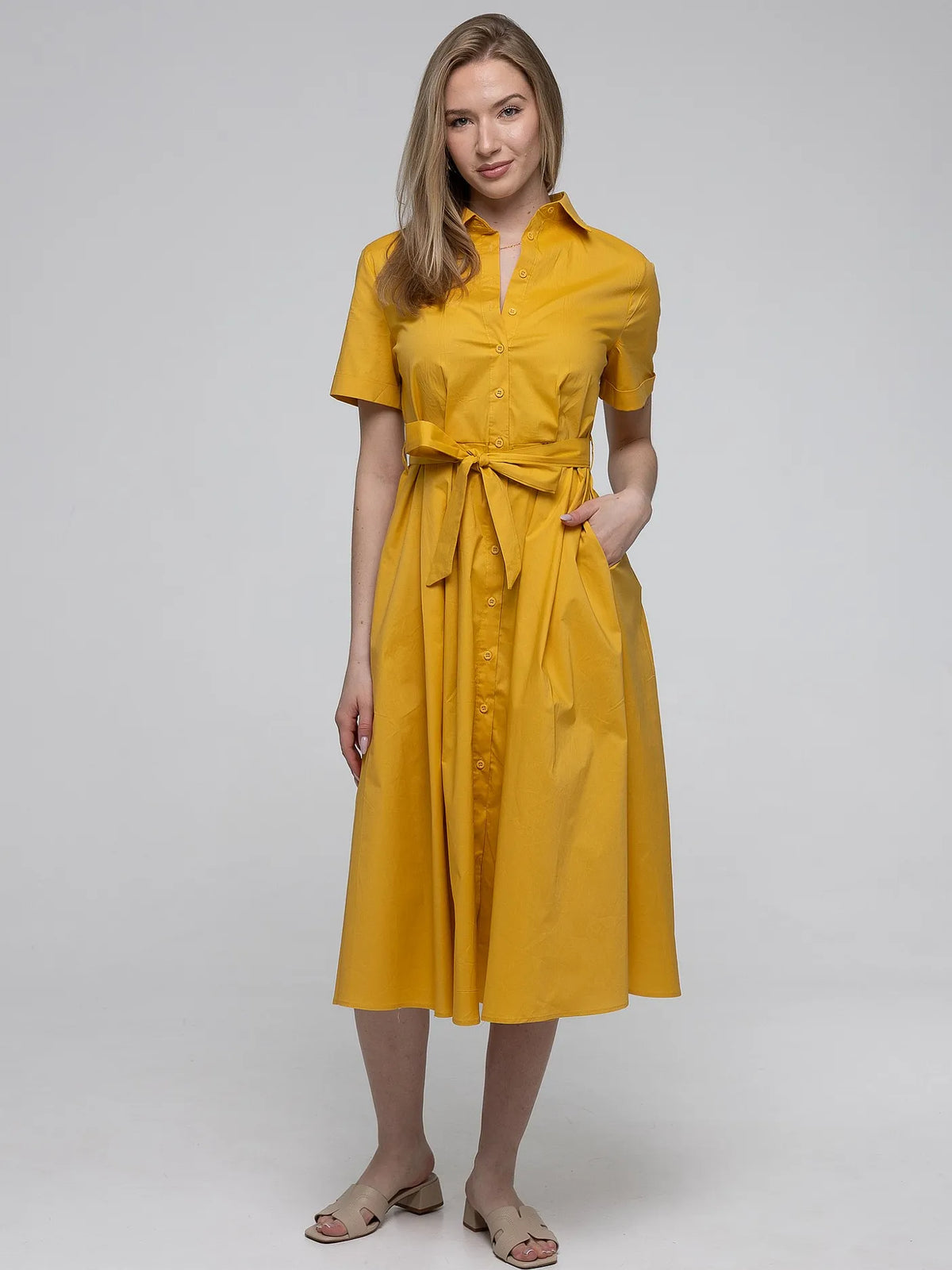 Robe-Chemise Jaune 98%Coton